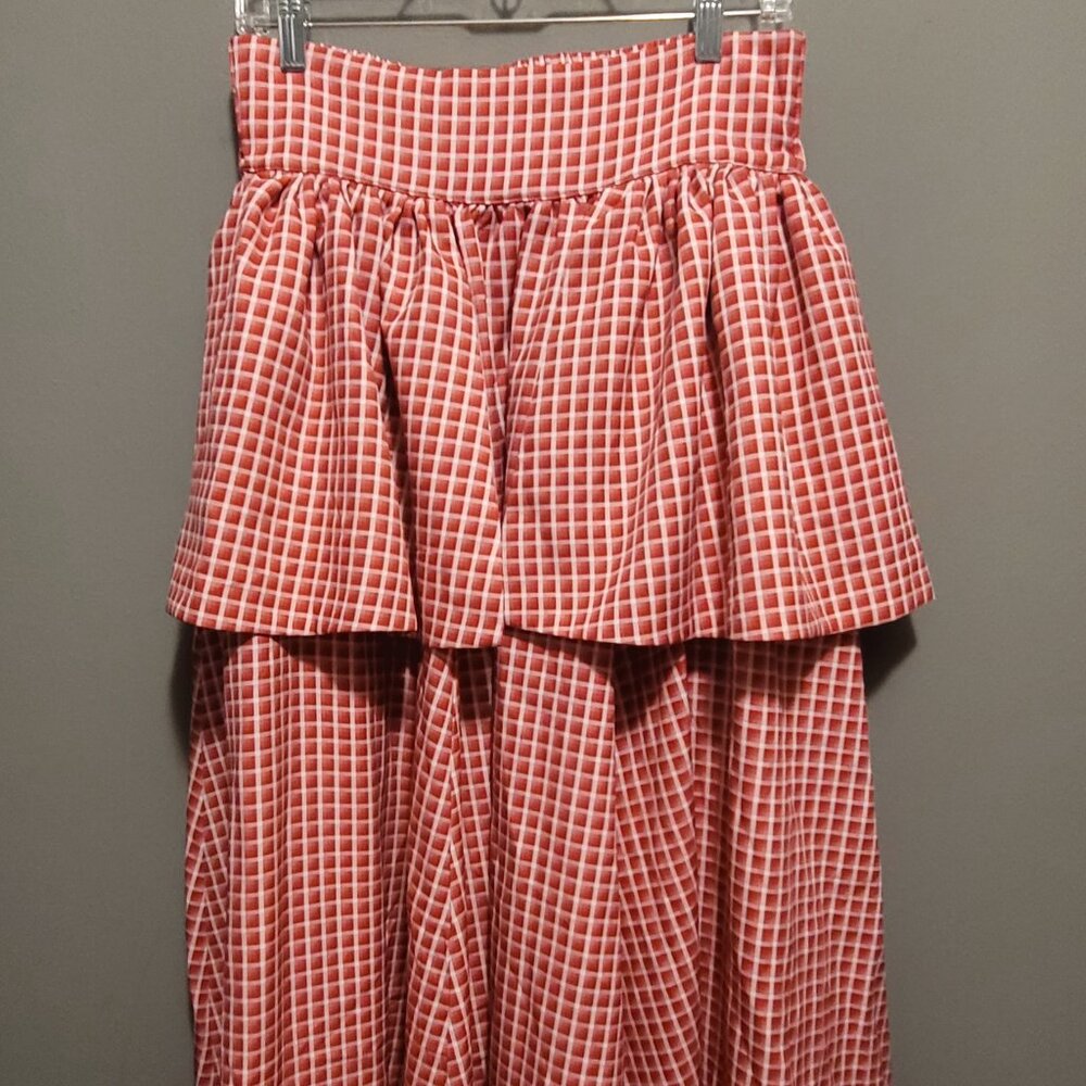 Pink & White Gingham Pattern long skirt